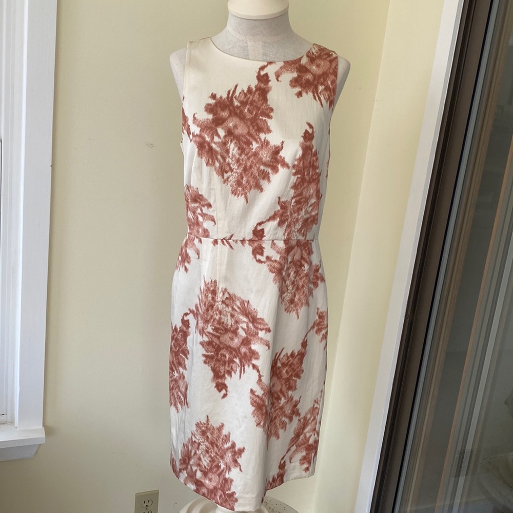 Ann Taylor Cream Midi Dress with Rust Floral Print